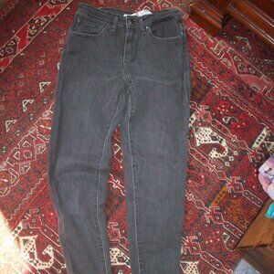 Levi's 721 High Rise Jeans Women's 27x27 Black Denim Skinny Leg Stretch Raw Hem